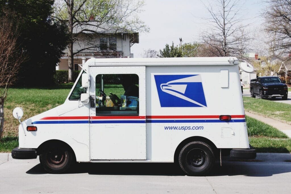 Mail truck bringing your direct mail pieces.