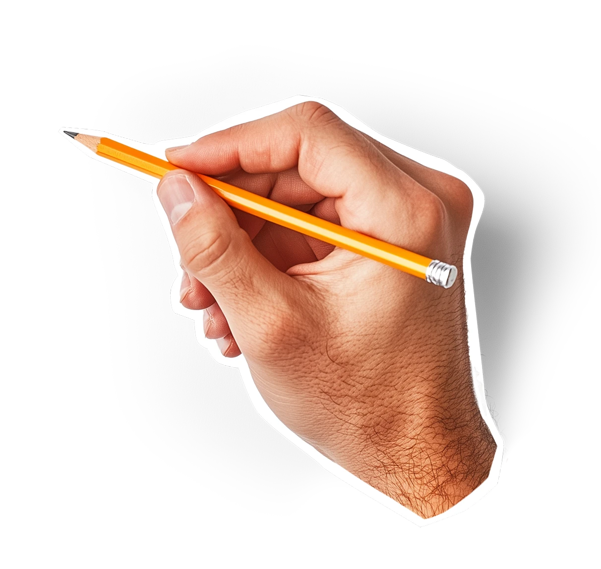 Hand holding a sharpened pencil.